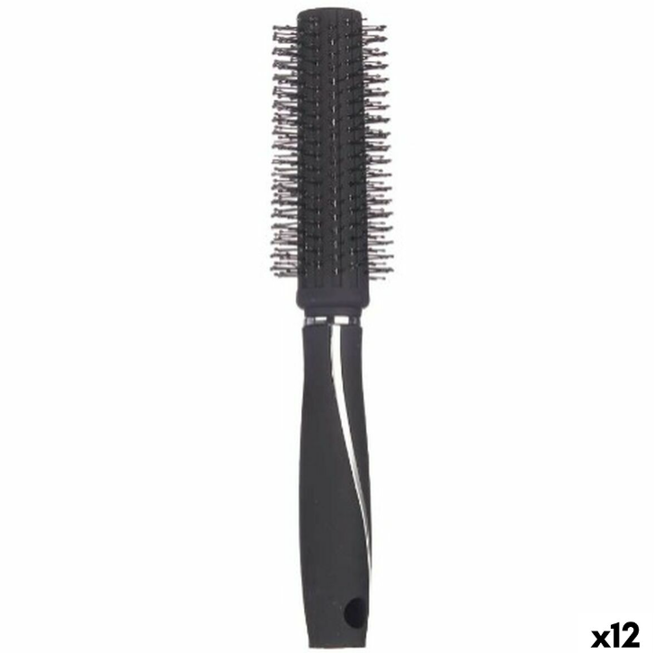 Round Brush Black Silicone Plastic (12 Units)